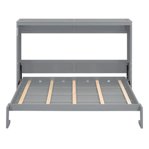 English Elm Queen Murphy Wall Bed with Dual Piston Mechanism Space Saving Mdf Cabinet Frame Gray LP000665AAE-2