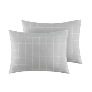 JLA Home True North by Sleep Philosophy - 100% Cotton Flannel Sheet Set Brushed for Extra Warmth with Classic Snowflake Print, Cozy Winter Bedding Grey Windowpane TN20-0612