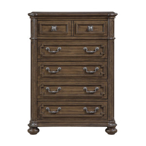 English Elm Traditional Oak Walnut Tall Chest with Velvet Jewelry Tray and Dovetail Drawers B011P490021