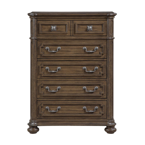 English Elm Traditional Oak Walnut Tall Chest with Velvet Jewelry Tray and Dovetail Drawers B011P490021