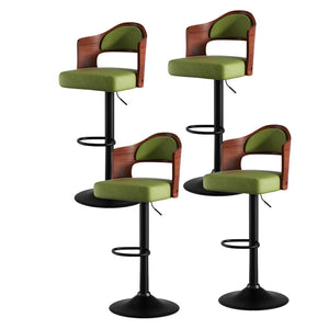 English Elm Swivel Bar Stools Set Of 2 - Adjustable Height, Stylish Green Pu Leather Upholstery For Comfort T3950P394220-GIGA