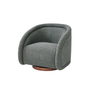 English Elm Sabbo Bouclé Swivel Accent Chair Walnut Wood Base Cozy Reading Nook Seating Green,Walnut N767P388923G