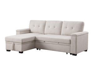 English Elm Jardin Woven Beige Sectional Sleeper Sofa with Reversible Storage Chaise for Living Rooms B2749S00248