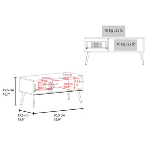 English Elm Scandinavian Minimalist Coffee Table with Storage Drawer Open Shelf Living Room B128P473973