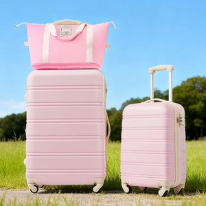 English Elm Hardshell Abs Spinner Luggage Set with Tsa Lock Expandable Travel Carry on Suitcase Light Pink PP309434AAU