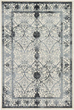 Unique Loom La Jolla Traditional Machine Made Floral Rug Ivory and Gray, Black/Gray/Ivory 6' 1" x 9' 0"