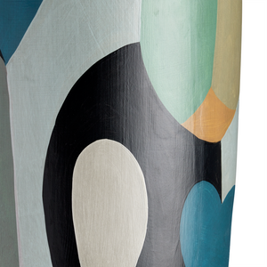 So Nouveau Accent Table - Hand-Painted Terracotta with Vibrant Colors, Bohemian Style, 17.5" Height