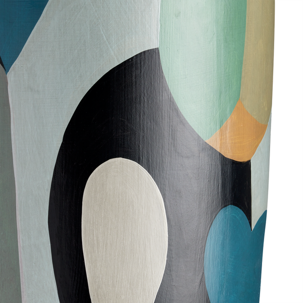 So Nouveau Accent Table - Hand-Painted Terracotta with Vibrant Colors, Bohemian Style, 17.5" Height