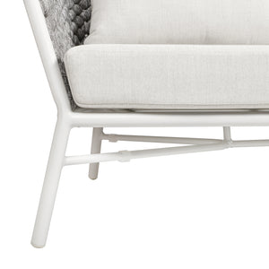 English Elm Jennifer Taylor Home - Rowan 63.5" Rope Barrel Back Loveseat Sofa - Optic White Acrylic, Weatherproof, Removable Cushions, Aluminum Frame B2719P245981