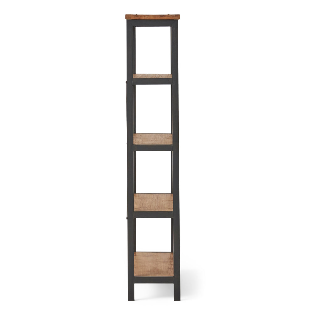 English Elm Christopher Knight Home® - Fir Wood Industrial 4-Shelf Etagere Bookcase with Iron X‑Frame, Natural Fir Shelves, Sturdy Storage Decor 57881.00