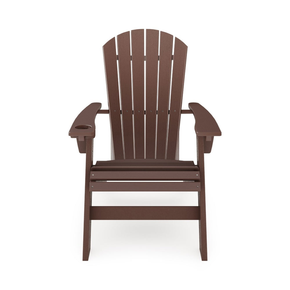 English Elm Adirondack Hdpe Poly Lumber Chair with Cup Holder for Patio Garden Poolside Brown B195P198769