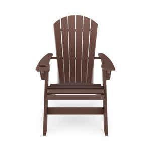 English Elm Adirondack Hdpe Poly Lumber Chair with Cup Holder for Patio Garden Poolside Brown B195P198769
