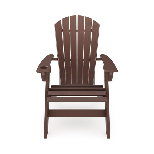English Elm Adirondack Hdpe Poly Lumber Chair with Cup Holder for Patio Garden Poolside Brown B195P198769