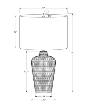 English Elm Lighting, Textured Ceramic Table Lamp with Fabric Shade and 3-Way Rotary Switch for Ambient Glow Black 16 L x 16 W x 17 H B2710P220086