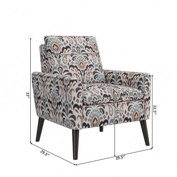 English Elm Enna Damask Upholstered Accent Chair with Solid Wood Legs for Living Room B127P409852