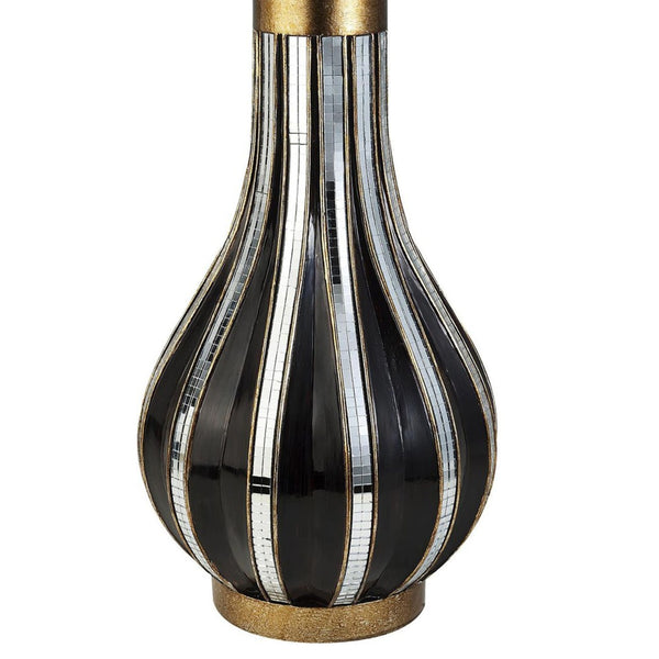 English Elm 16.25" Polyresin Floor Vase with Mosaic Glass Stripes and Gold Lacquer Bands B072115826