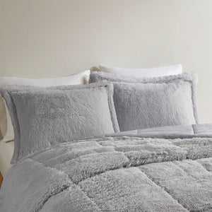 English Elm Twin/Twin Brielle Shaggy Faux Fur Comforter Mini Set Ombre Cozy Plush Faux Mink Reverse, Hypoallergenic Grey 15.75 L x 10.24 W x 10.24 H B03595981