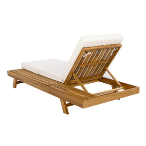 English Elm Christopher Knight Home® - Lounge Chaise Set - Adjustable Acacia Wood Frame With Cream Cushion, Perfect For Outdoor Relaxation N770P253442T_N770P208317C
