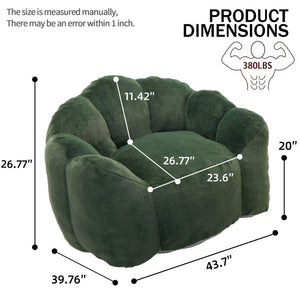 English Elm Lotus Floor Bean Bag Sofa Memory Foam Filled with Pull Ring for Living Room Bedroom Green W2311P434596