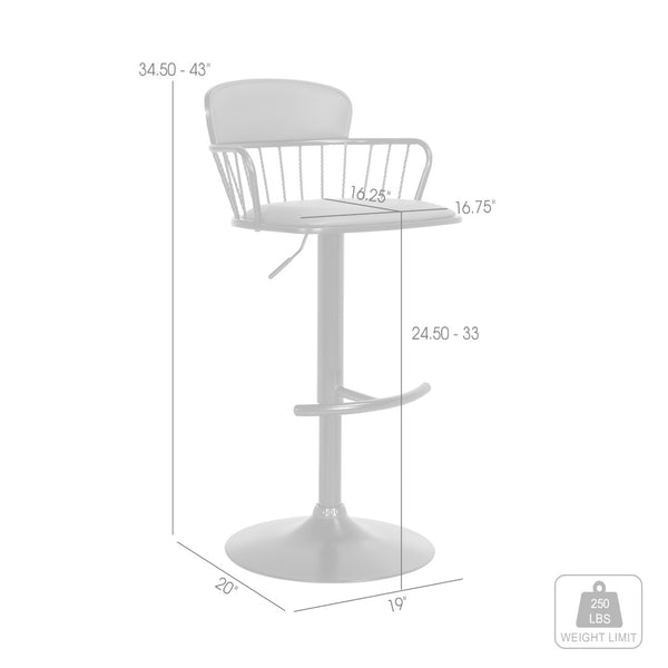 English Elm Nash Swivel Adjustable Barstool Gray Faux Leather Seat Industrial Modern Kitchen B2736P464841