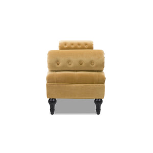 English Elm Jennifer Taylor Home - Lewis Bolster Arm Entryway Bench in Gold Velvet — Handcrafted hardwood frame, vintage bolsters, low 15" seat comfort Yellow B2719P238172