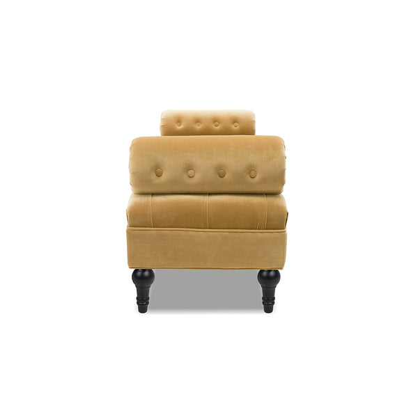 English Elm Jennifer Taylor Home - Lewis Bolster Arm Entryway Bench in Gold Velvet — Handcrafted hardwood frame, vintage bolsters, low 15" seat comfort Yellow B2719P238172