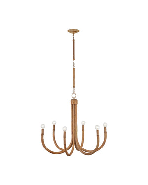 Currey & Company Samsara Small Chandelier: Elegant Rattan Design With Six Lights, Adjustable Height & Earthy Tones Natural Rattan ,Wrought Iron 9000-1297-currey-company