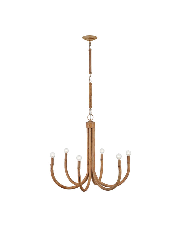Currey & Company Samsara Small Chandelier: Elegant Rattan Design With Six Lights, Adjustable Height & Earthy Tones Natural Rattan ,Wrought Iron 9000-1297-currey-company