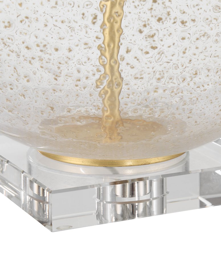 Currey & Company Zebulon Round Table Lamp - Stunning Orb-shaped Design With Gold Flecks & Crystal Base For Elegance Clear Glass ,Optic Crystal ,Meta 6000-1007-currey-company