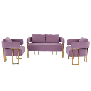 English Elm TS Modern decorative chair with teddy fleece upholstery, ergonomic sponge cushion and gold legs for luxe comfort and style Lilac W2311P364627