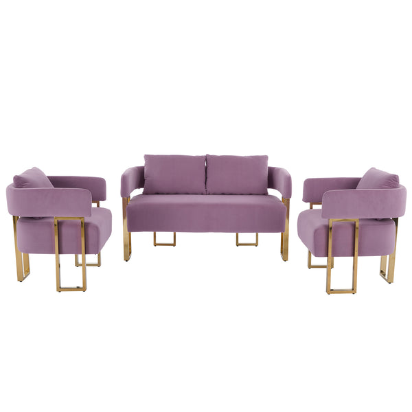 English Elm TS Modern decorative chair with teddy fleece upholstery, ergonomic sponge cushion and gold legs for luxe comfort and style Lilac W2311P364627
