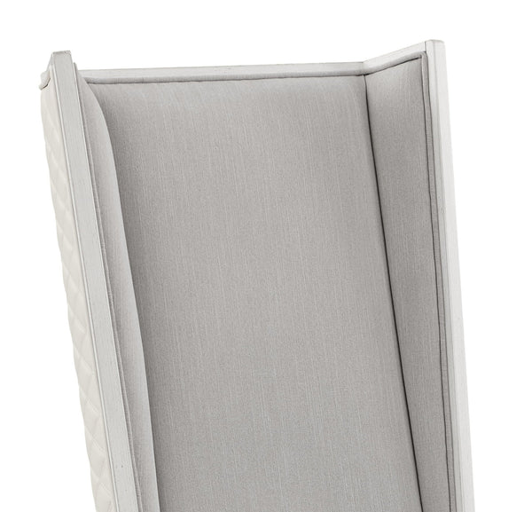 English Elm Katia Elegant Linen Upholstered Side Chair with Padded 3" Cushion, Rubberwood Frame for Dining & Office Comfort Gray,White 45 L x 24 W x 15 H B2726P268886