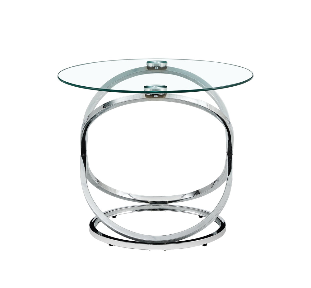 English Elm BLCJ03-SIL100 Round Clear Tempered Glass Coffee Table 80x80x45cm Sleek Modern Minimalist Design, Durable and Crystal-Clear Finish W370134275