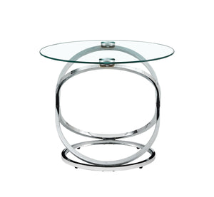 English Elm BLCJ03-SIL100 Round Clear Tempered Glass Coffee Table 80x80x45cm Sleek Modern Minimalist Design, Durable and Crystal-Clear Finish W370134275