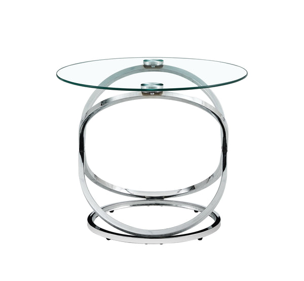 English Elm BLCJ03-SIL100 Round Clear Tempered Glass Coffee Table 80x80x45cm Sleek Modern Minimalist Design, Durable and Crystal-Clear Finish W370134275