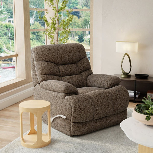 English Elm Swivel Glider Recliner Plush Upholstered Chair for Contemporary Living Rooms Brown B339P422559