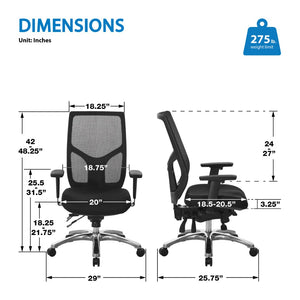 OSP Home Furnishings Progrid Ergonomic Mesh High-back Office Chair with Lumbar Support and Aluminum Base 99893-30