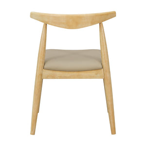 English Elm [video] Rubberwood Dining Chairs Set of 2 Faux Leather Ergonomic Retro Splayed Leg Design Light Grey+Natural N759P386879E
