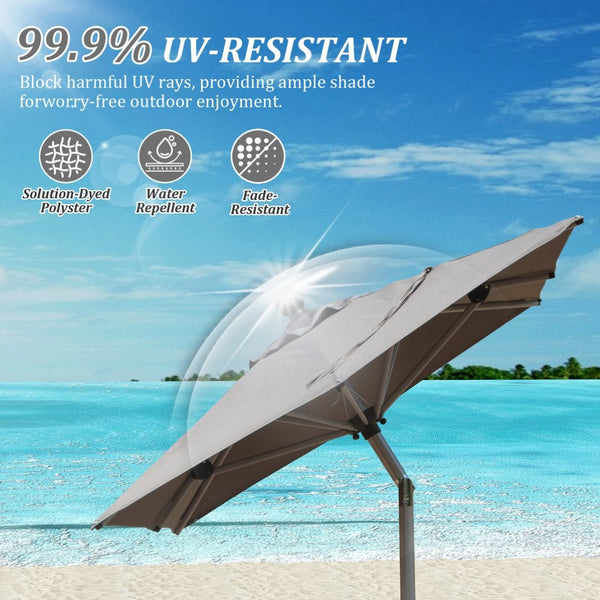 English Elm Rectangle Patio Umbrella With Crank Lift & Adjustable Tilt - Stylish Grey Shade For Outdoors W1859P320942-GIGA