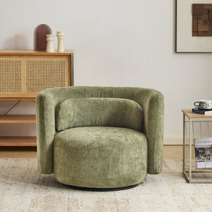 English Elm Christopher Knight Home® - Swivel Contemporary Accent Armchair with Lumbar Pillow, 360° Rotation, Metal Base Durability Green 37.75 L x 33.75 W x 26.5 H N776P368491G
