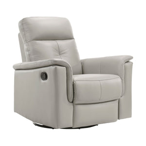 English Elm Silver Swivel Glider Recliner Chair - Top Grain Leather, 360° Motion, Manual Pull-Tab Recline, Modern Comfort B011P329291