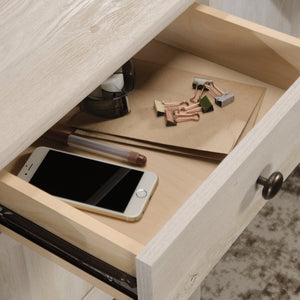 English Elm L-Shaped Desk In Gray Finish - Modern Space-Saving Workstation With Storage & Cable Management B356P402636