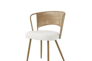 English Elm Wicker Rattan Wingback Dining Chairs Set of Two with Velvet Cushion and Metal Legs W3590P453802
