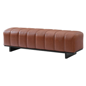 English Elm Indoor Channel Tufted Chenille Upholstered Bench Rubberwood Legs Entryway Dining Brown N779P367309R
