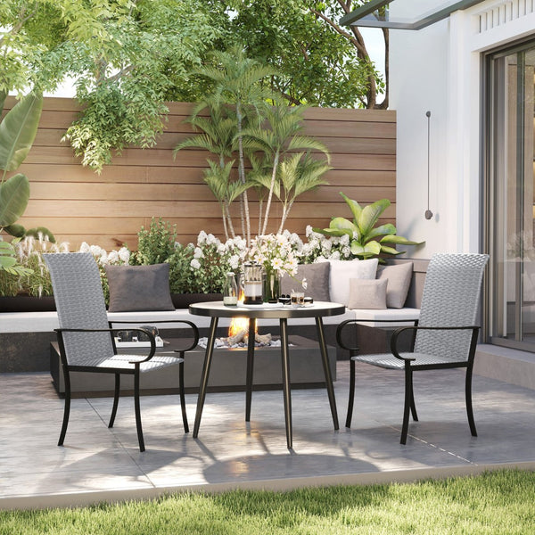 English Elm Outsunny 2 Piece Outdoor Pe Rattan High Back Armchairs with Deep Seat Patio Set W2225P485557