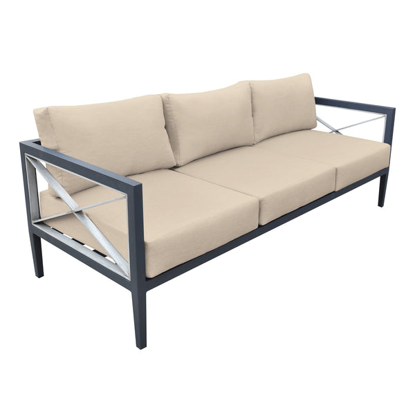 English Elm Cendrix 4-Piece Outdoor Aluminum Patio Set in Dark Gray with Taupe Cushions – Weatherproof Comfort B2736S00020