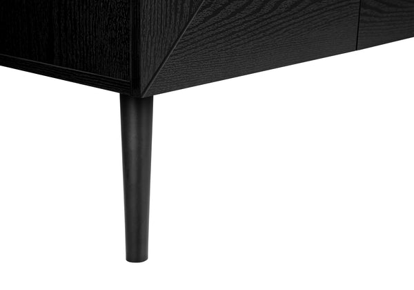 English Elm Tv Stand 72 Inch Mid-Century Console with Solid Wood Legs, Push Latch Drawers, Cable Management System Black 76 L x 19 W x 5 H B2710P287029