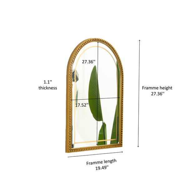 English Elm 20'' Avri Mirror - Golden Beaded Arch LED Vanity Mirror with 3 Color Temperatures for Stylish Rooms W2615P346499