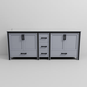 English Elm Dark Grey Double Bath Vanity 84" W X 22" D | Elegant White Quartz Top & Ample Storage Solutions B2731P260664