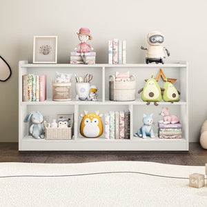 English Elm Wooden Five Cube Open Organizer Low Profile Montessori Bookshelf for Playroom or Nursery White T3210P476850